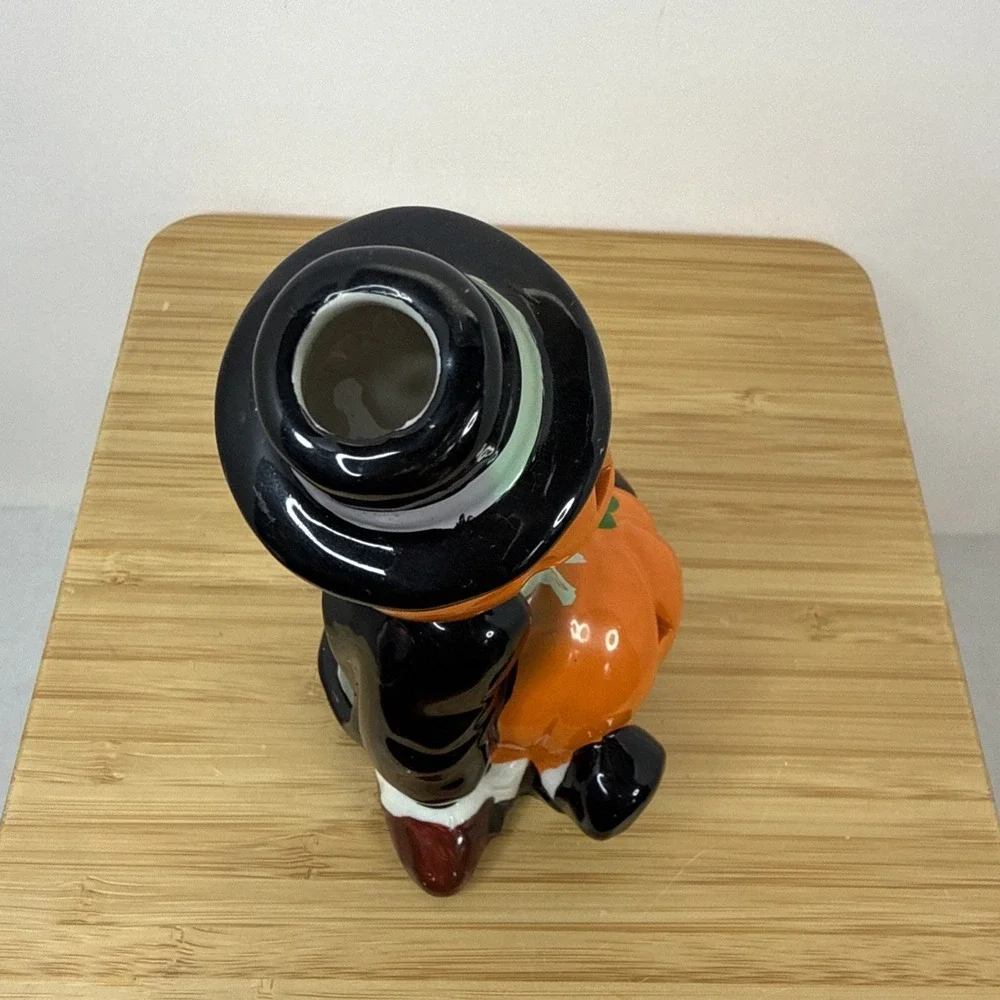 VTG Pumpkin Halloween Jack O Lantern Votive Candle Holder Light‎ Up Head Ceramic